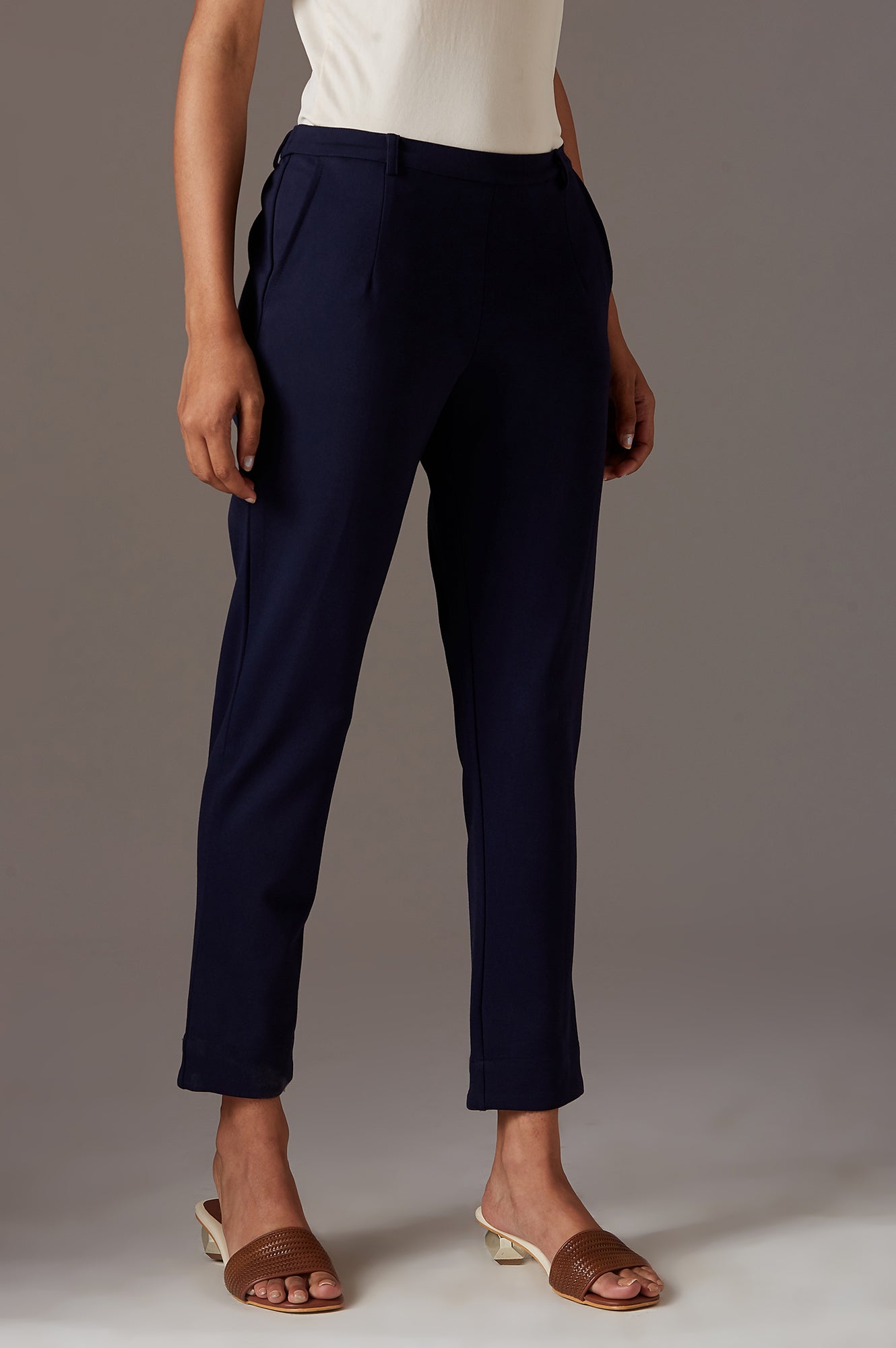 W for Woman Navy Blue Slim Pants