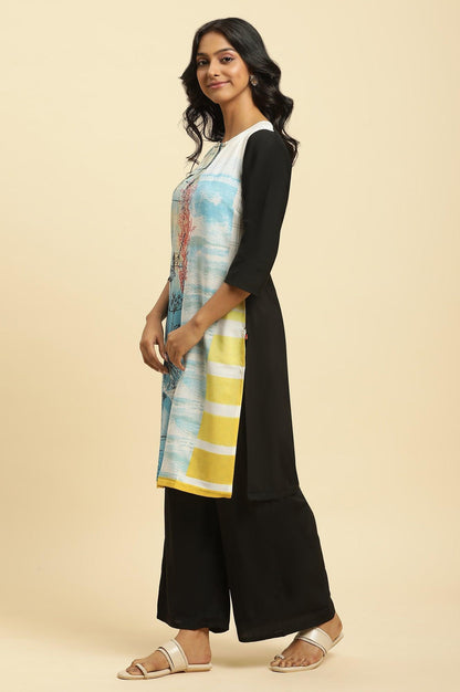 W for Woman Multi-Coloured Dobby Kurta-Parallel Pants Set