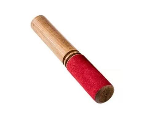 Singing Bowl Mallet with PU Leather Cover - Wooden Stick - 12.5 x 2.3 x 2.3 cm - Red and Black