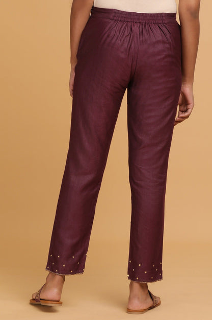 W for Woman Purple Solid Slim Pants