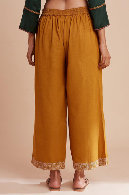 W for Woman Light Yellow Solid Parallel Pants