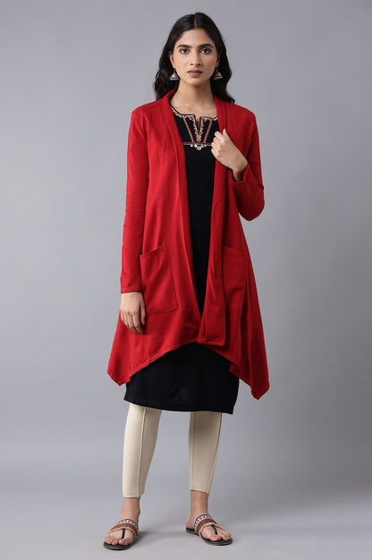 W for Woman Red Soft Acrylic Cardigan