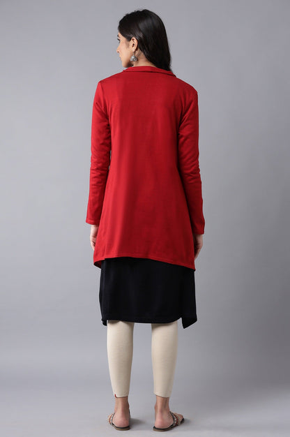 W for Woman Red Soft Acrylic Cardigan