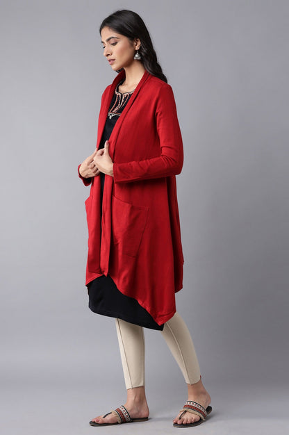 W for Woman Red Soft Acrylic Cardigan