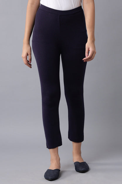 W for Woman Navy Knitted Slim Pants