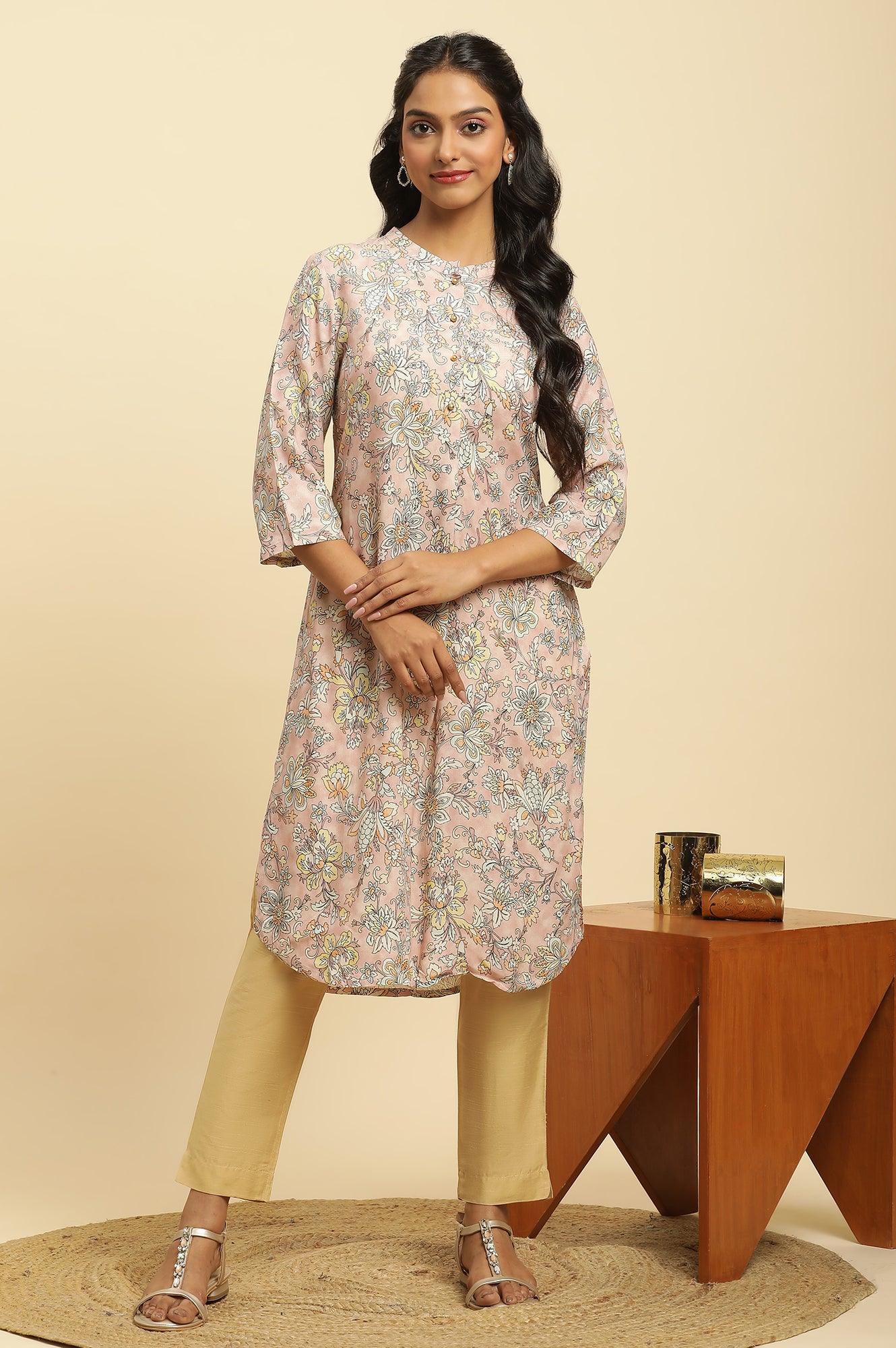 W for Woman Soft Multicoloured Floral Print A-Line Kurta