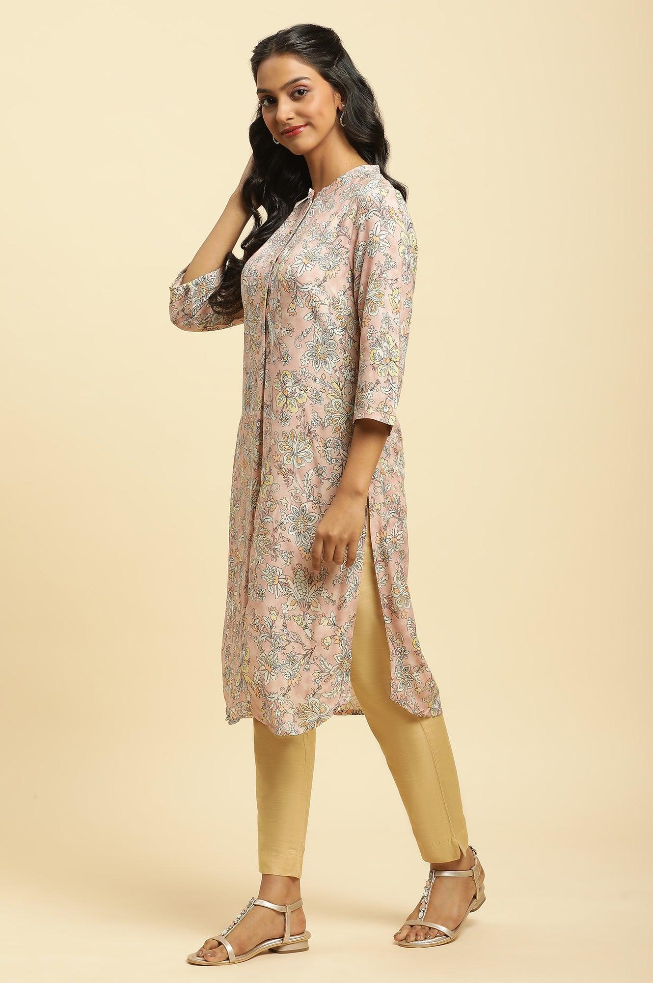 W for Woman Soft Multicoloured Floral Print A-Line Kurta