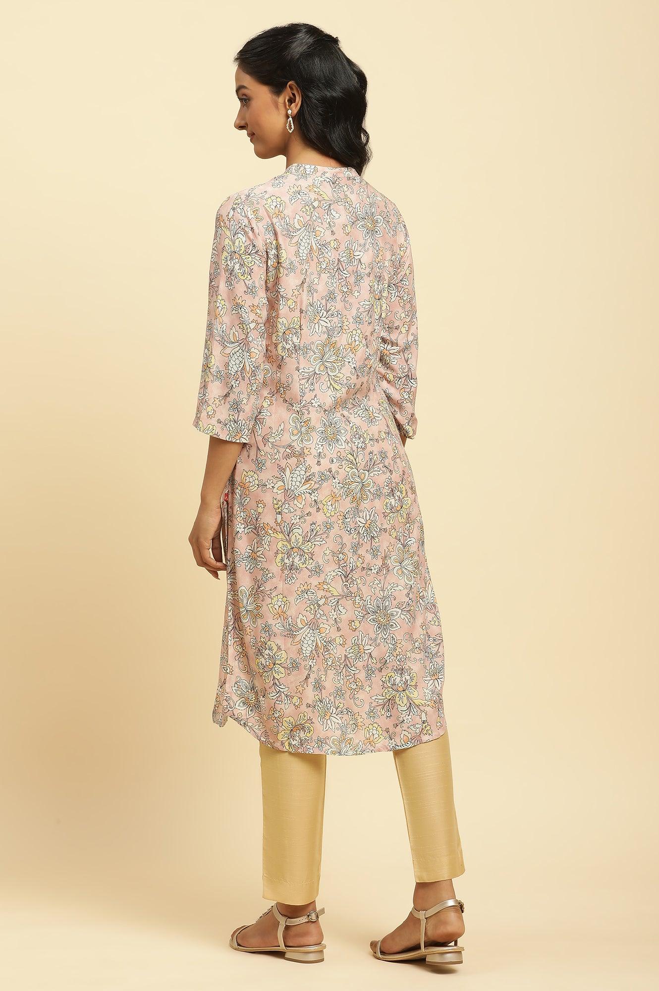 W for Woman Soft Multicoloured Floral Print A-Line Kurta