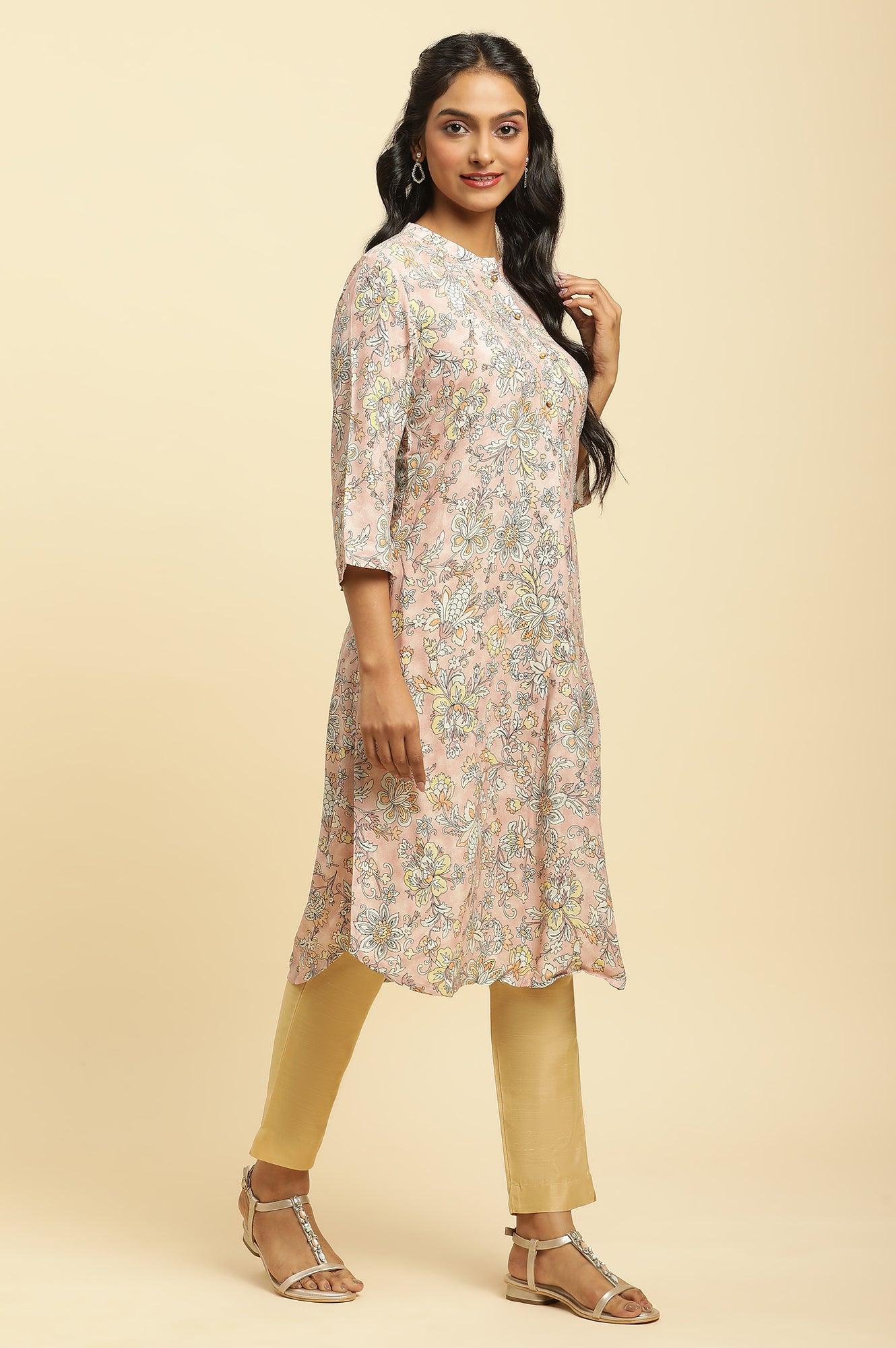 W for Woman Soft Multicoloured Floral Print A-Line Kurta