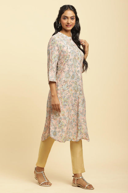 W for Woman Soft Multicoloured Floral Print A-Line Kurta