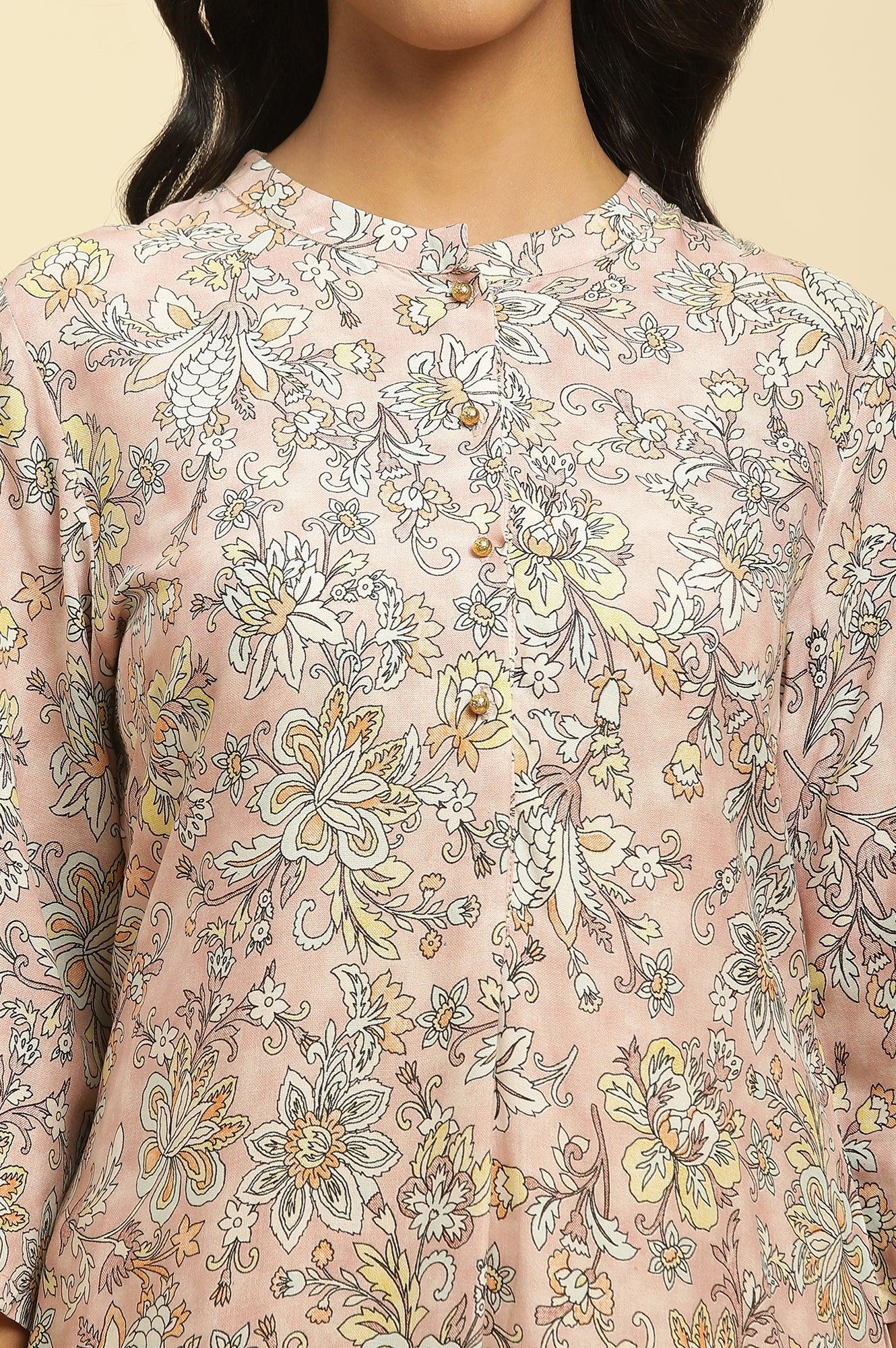 W for Woman Soft Multicoloured Floral Print A-Line Kurta