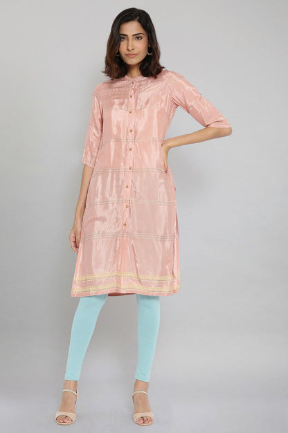 W for Woman Pink Shantung Printed kurta