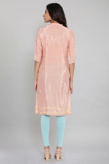 W for Woman Pink Shantung Printed kurta