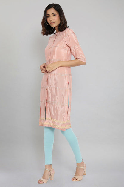 W for Woman Pink Shantung Printed kurta