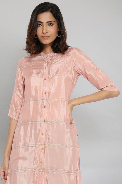 W for Woman Pink Shantung Printed kurta
