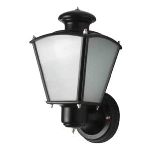 Traditional Outdoor Wall Light - Vertical Design - Metal & Frosted Glass - Black Finish - 14L x 14W x 22.9H CM