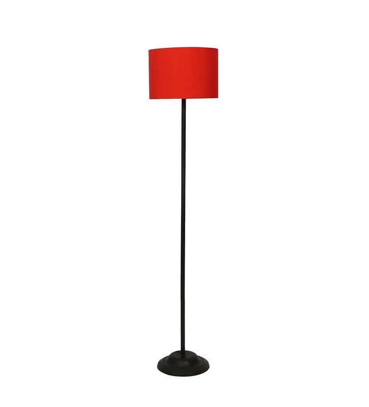 Foldable Floor Lamp with Red Shade - Metal - Height: 57 inches - Adjustable - Modern Design