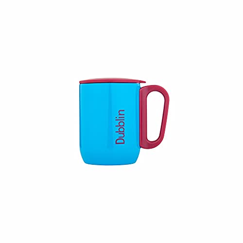 Coffee Mug Double Wall Insulated Stainless Steel Blue 220 ML with Handle and Lid
