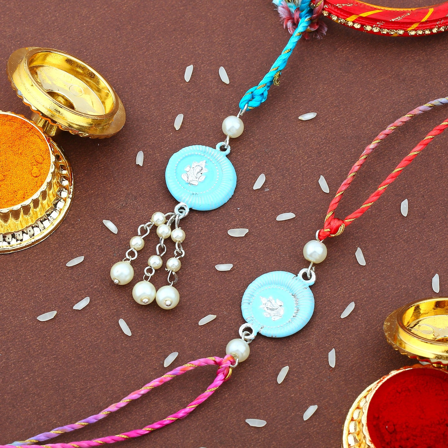 Divine Ganesh Pearl Bhaiya Bhabhi Rakhi