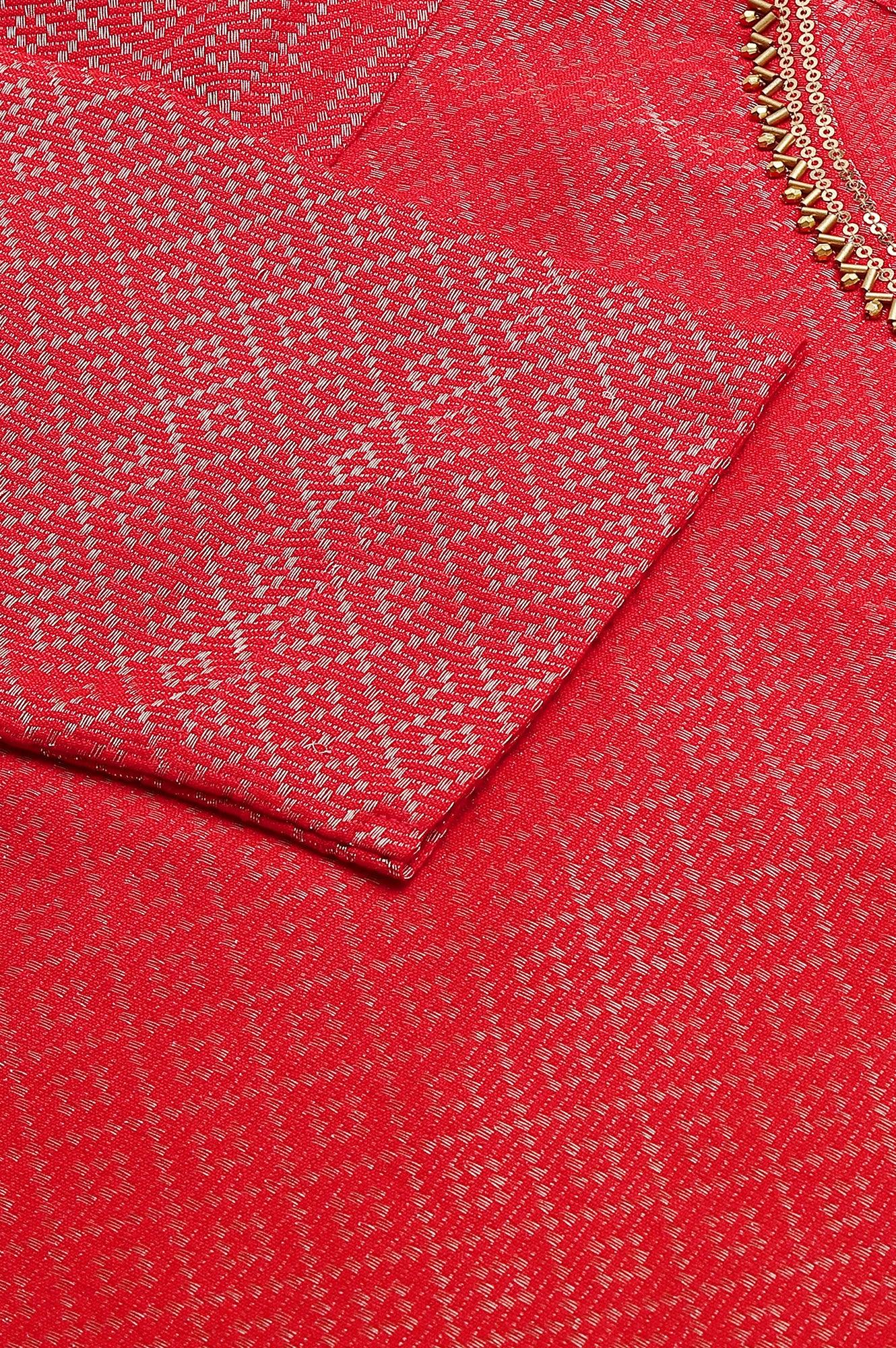 W for Woman Red Geometric Print Dobby kurta