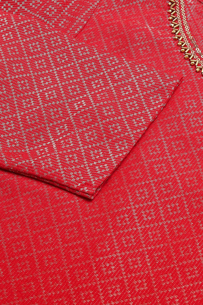 W for Woman Red Geometric Print Dobby kurta