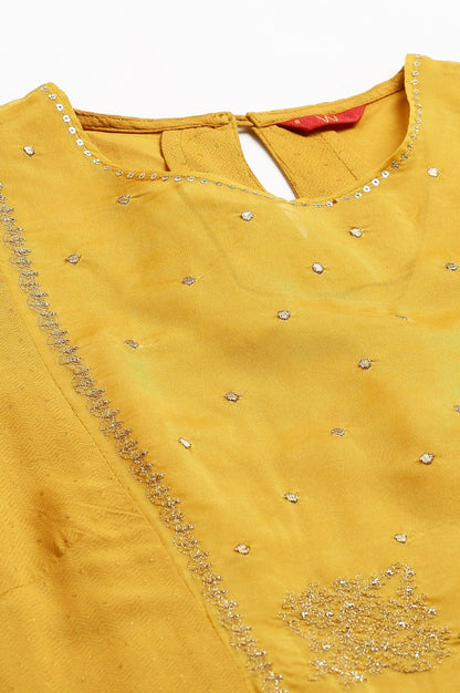 W for Woman Dark Yellow A-Line Embroidered kurta With Sequins
