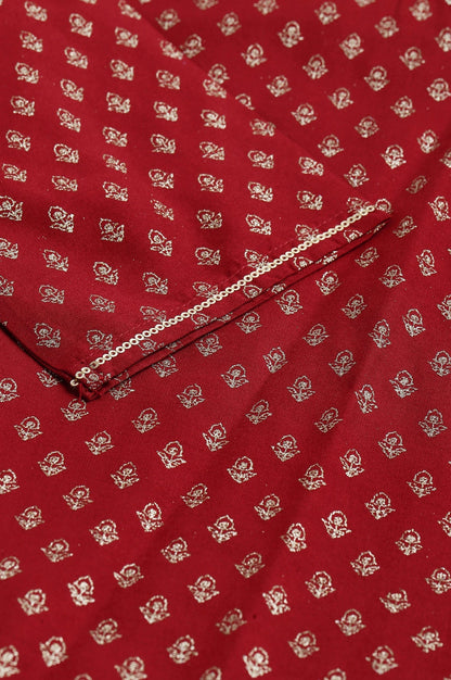 W for Woman Red Printed kurta With Metallic Embroidery