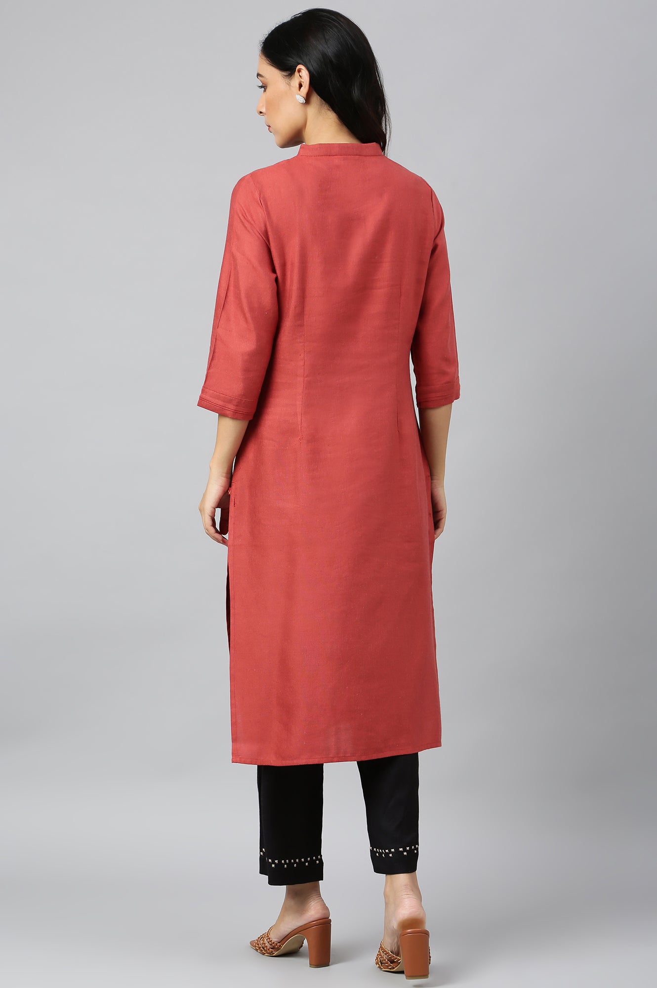 W for Woman Brick Red Embroidered kurta