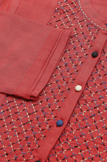 W for Woman Brick Red Embroidered kurta