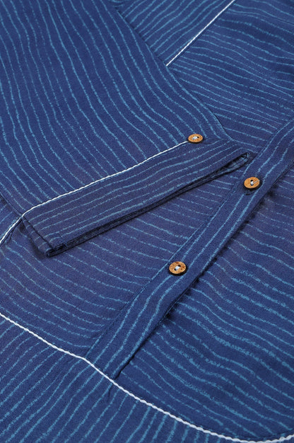 W for Woman Blue Thread Embroidered Rayon kurta