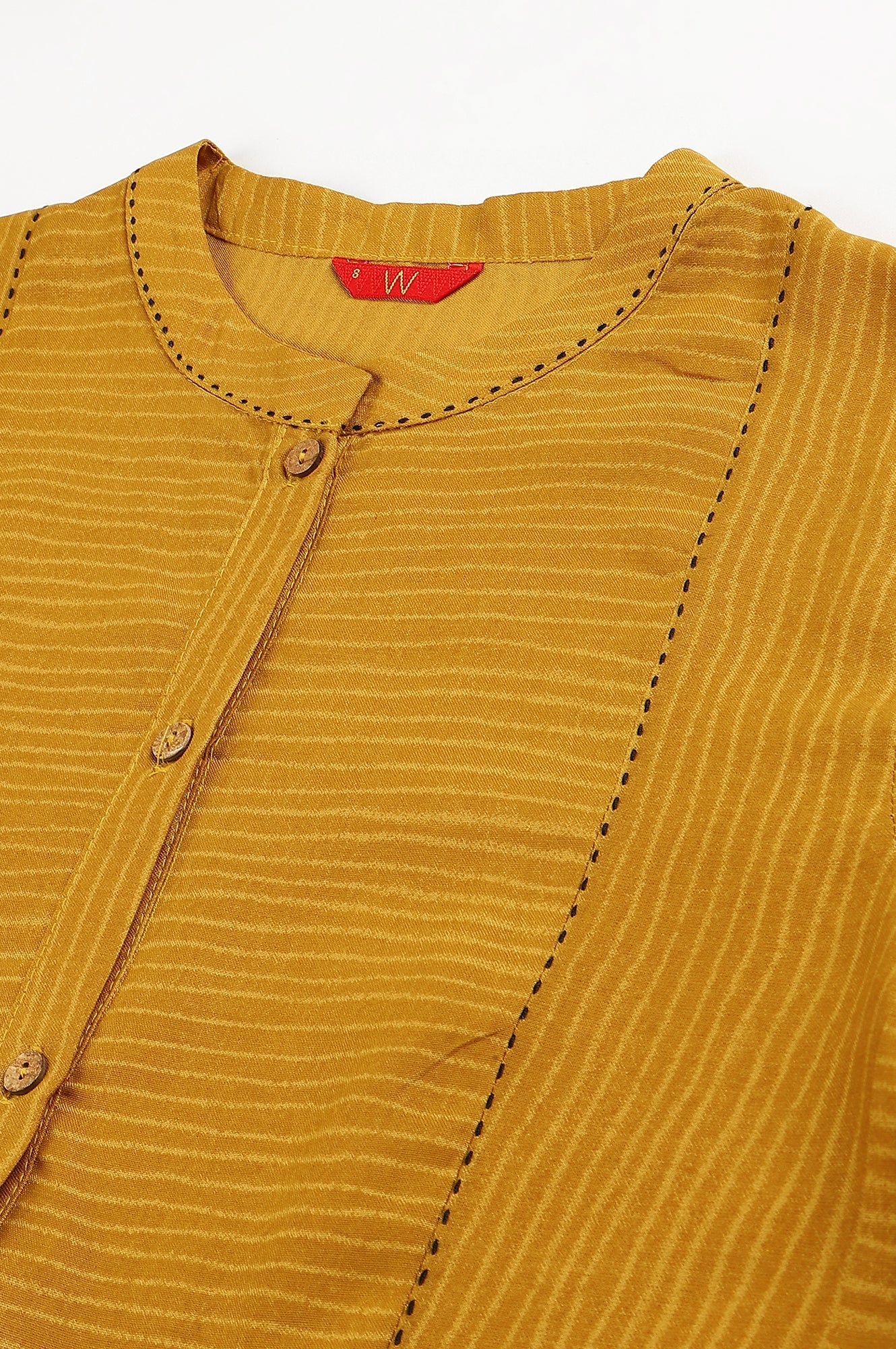 W for Woman Yellow Thread Embroidered Rayon kurta