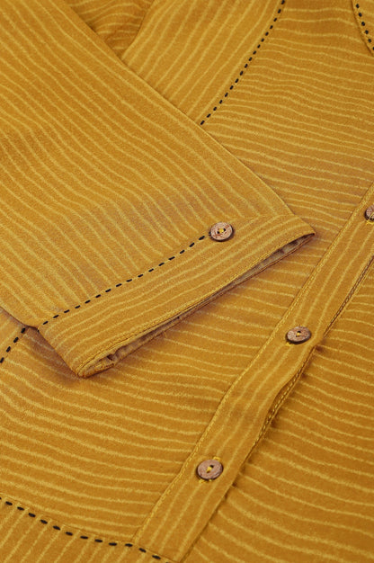 W for Woman Yellow Thread Embroidered Rayon kurta