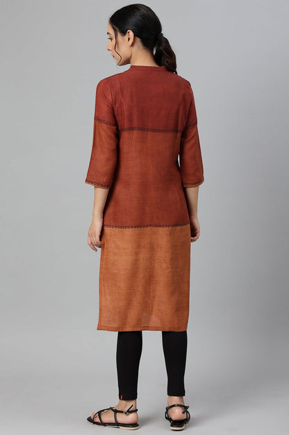 W for Woman Red Pintuck Colour Block kurta