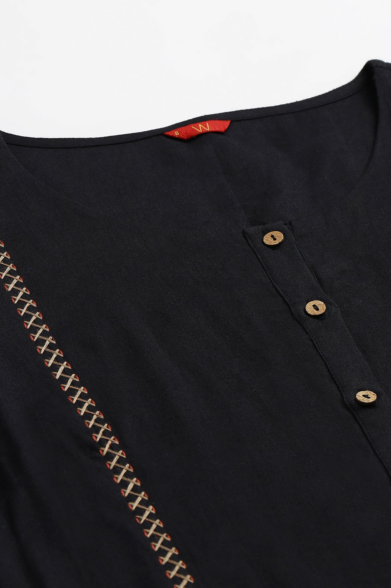W for Woman Black Bock Pleated Embroidered kurta