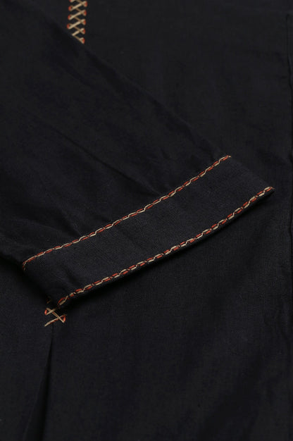 W for Woman Black Bock Pleated Embroidered kurta