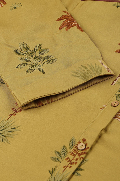 W for Woman Mustard Rayon Printed Button Down Kurta