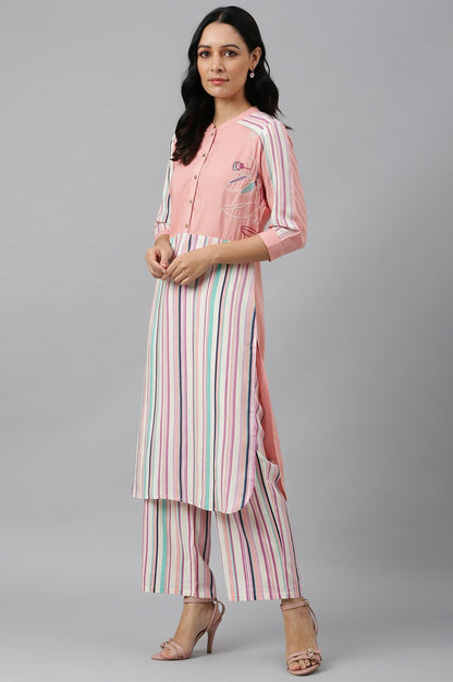 W for Woman Preach Multicoloured Stripe Printed kurta