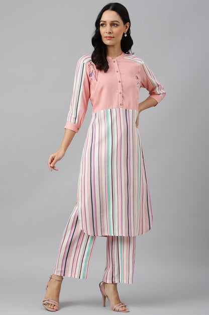 W for Woman Preach Multicoloured Stripe Printed kurta