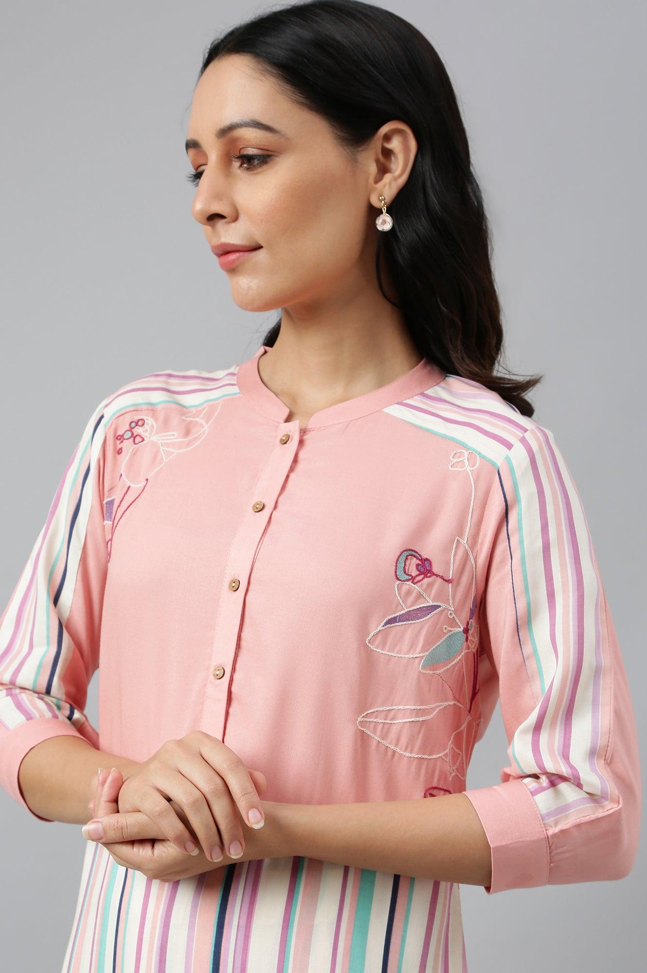 W for Woman Preach Multicoloured Stripe Printed kurta