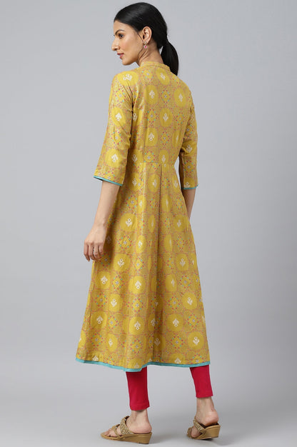 W for Woman Yellow Button Down A-line Kurta