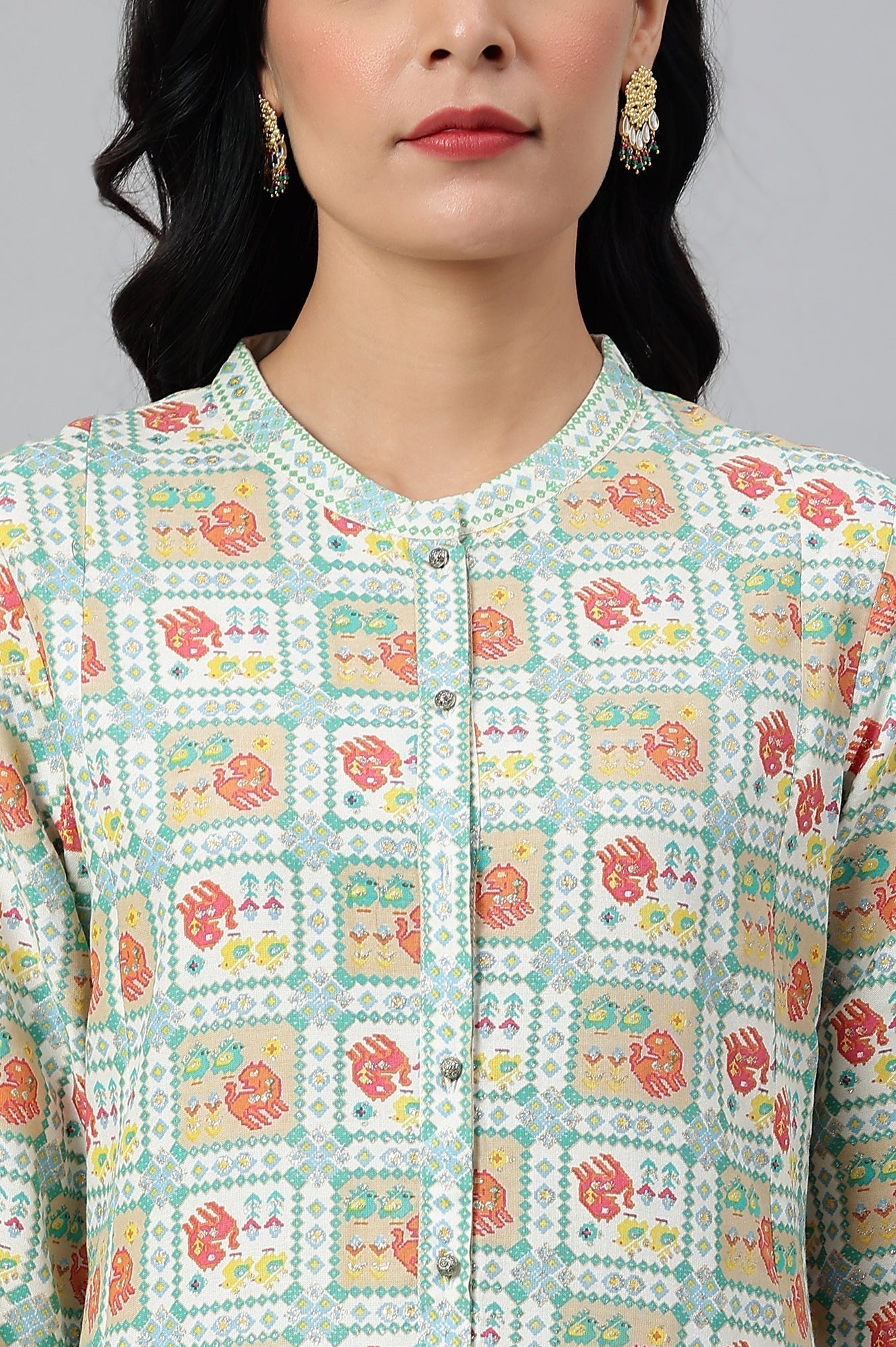 W for Woman Ecru A-line Kurta and Slim Pant Set