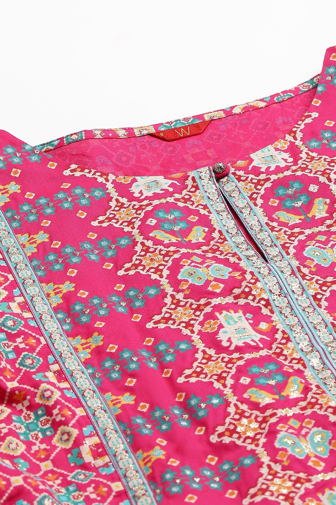 W for Woman Dark Pink A-Line Printed kurta