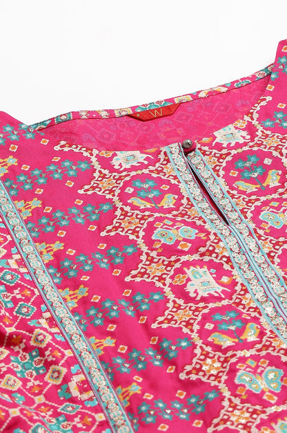 W for Woman Dark Pink A-Line Printed kurta