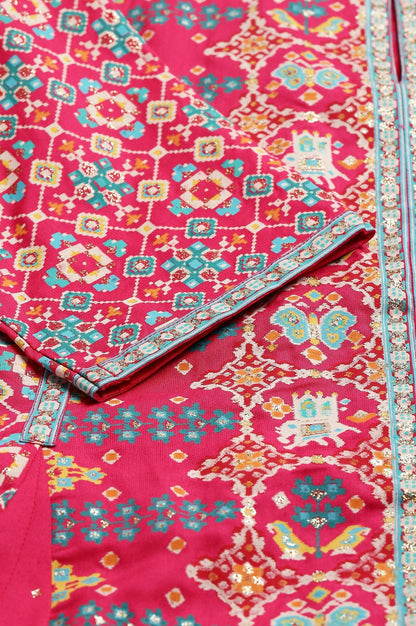 W for Woman Dark Pink A-Line Printed kurta