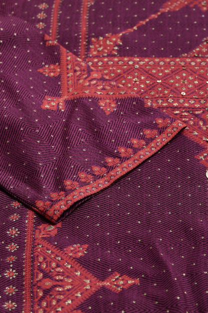 W for Woman Purple Rayon kurta With Coins And Sequins Embellishment
