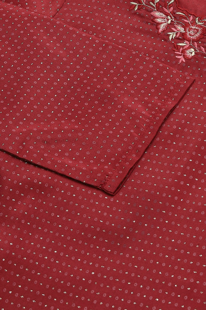 W for Woman Maroon Festive kurta With Embroidered Neck