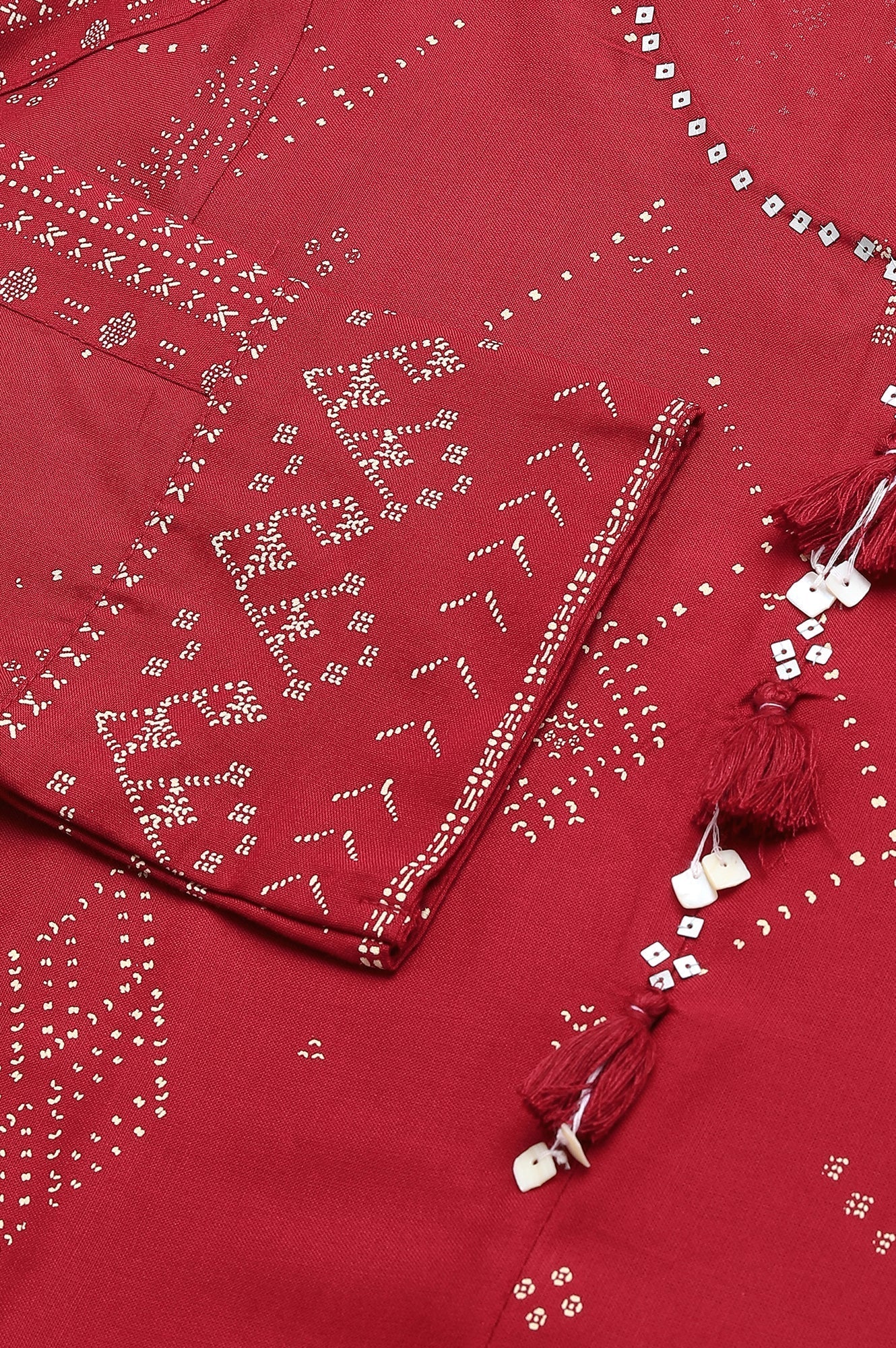 W for Woman Maroon Cowl Hemline kurta With Shell Detail