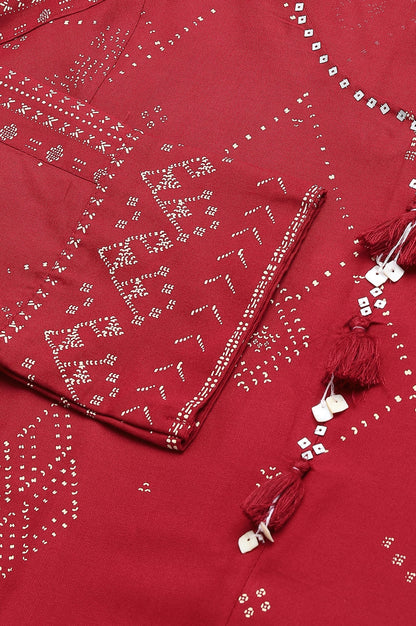 W for Woman Maroon Cowl Hemline kurta With Shell Detail