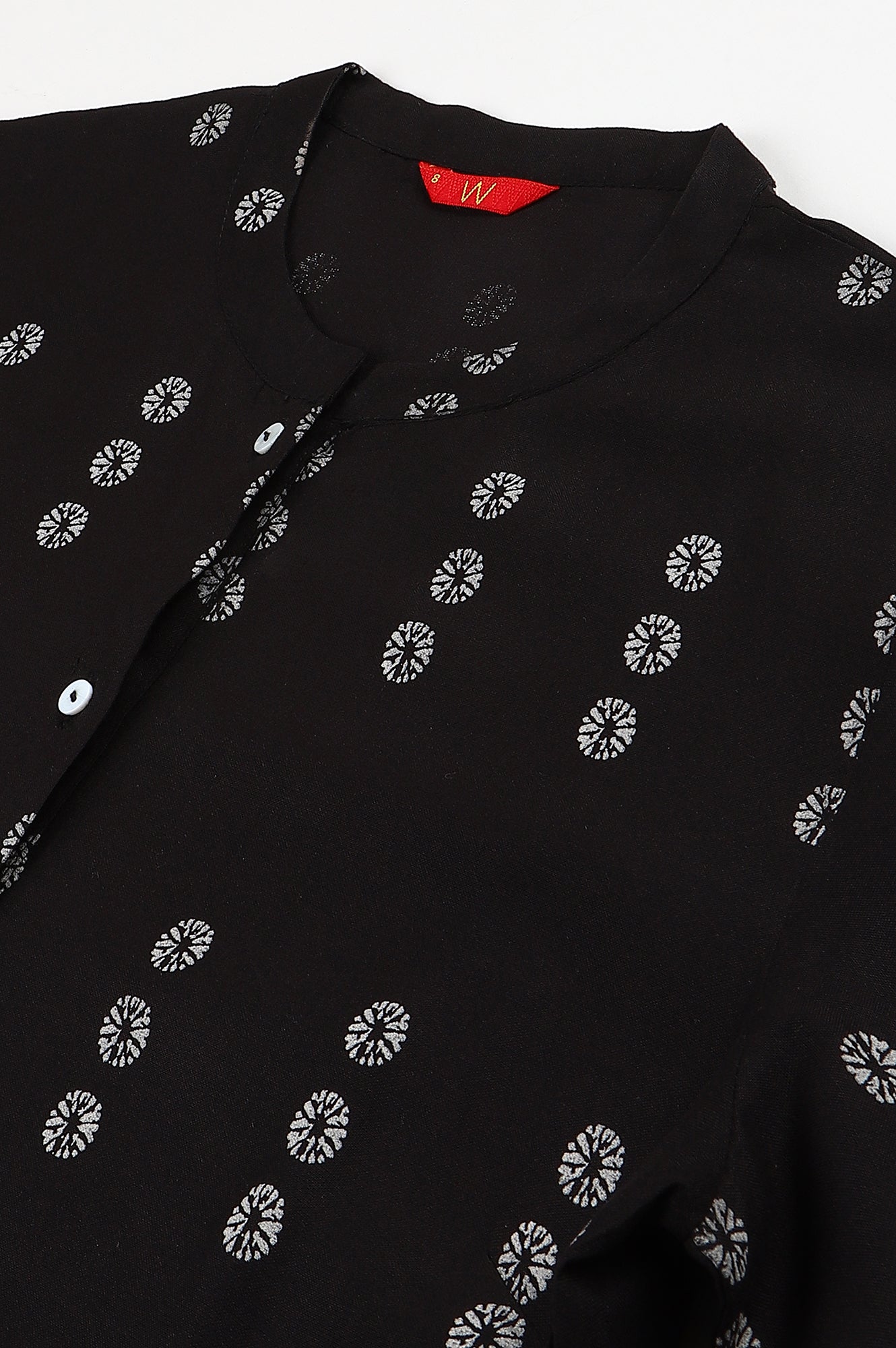W for Woman Black Rayon A-Line kurta With Asymmetric Hemline