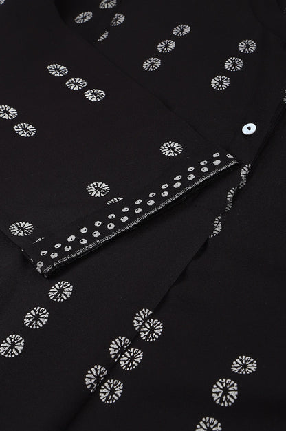 W for Woman Black Rayon A-Line kurta With Asymmetric Hemline